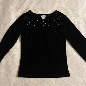 Black velvet long sleeve top | Girls | Size 6X